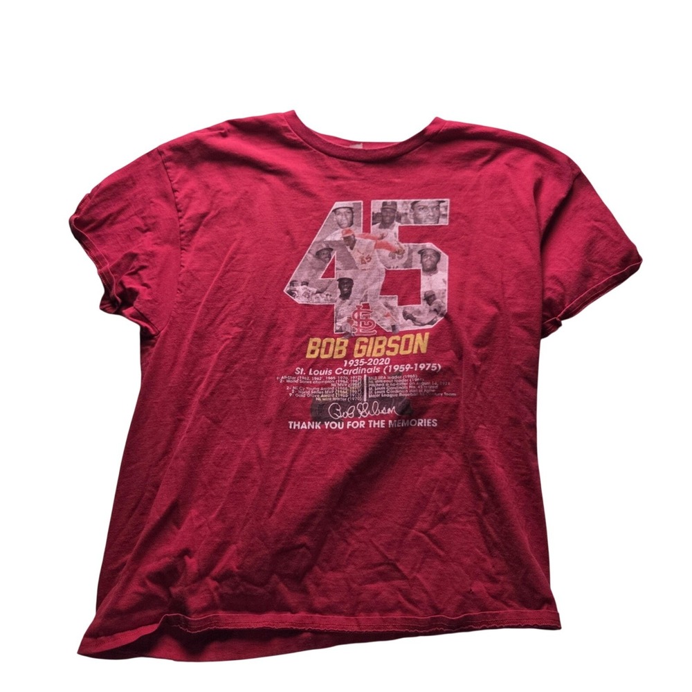 Bob Gibson St Louis Cardinals MLB Tribute T-Shirt Red Mens XL Graphic Tee